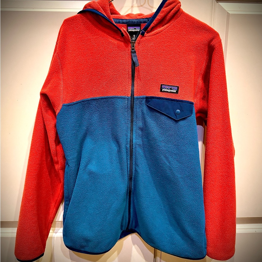 Patagonia Kids' Two-Tone Red and Blue Hoodie